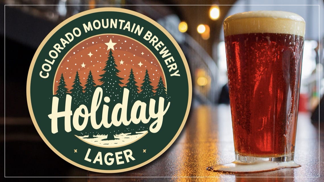 Colorado Mountain Brewery Holiday Lager – golden seasonal lager in a pint glass with a bright, crisp finish.