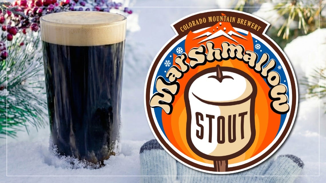 Colorado Mountain Brewery Marshmallow Stout – dark winter stout with tan foam and toasted marshmallow aroma