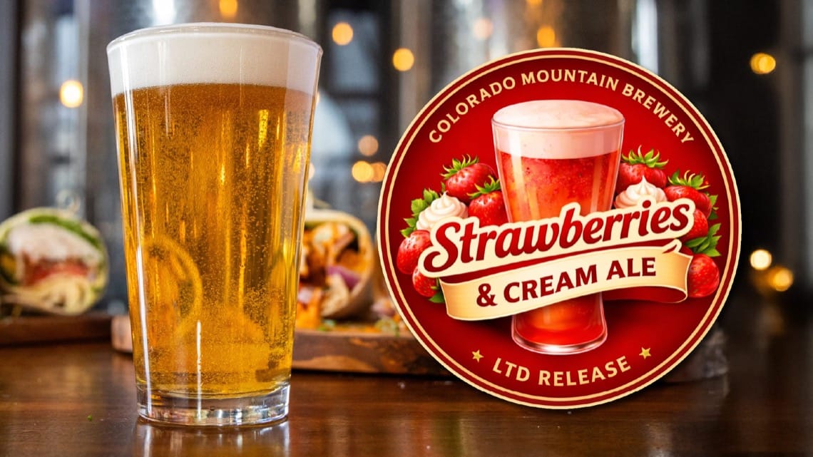 Strawberries and Cream Ale limited release craft beer at Colorado Mountain Brewery
