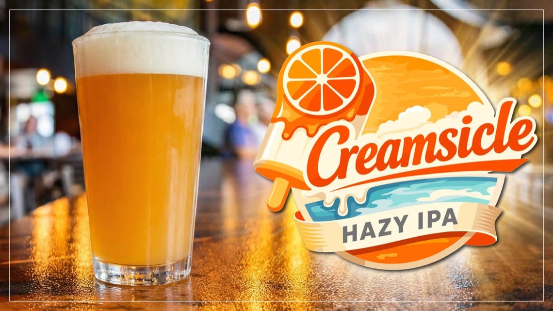 Colorado Mountain Brewery Creamsicle Hazy IPA beer in a glass, Colorado Springs, CO