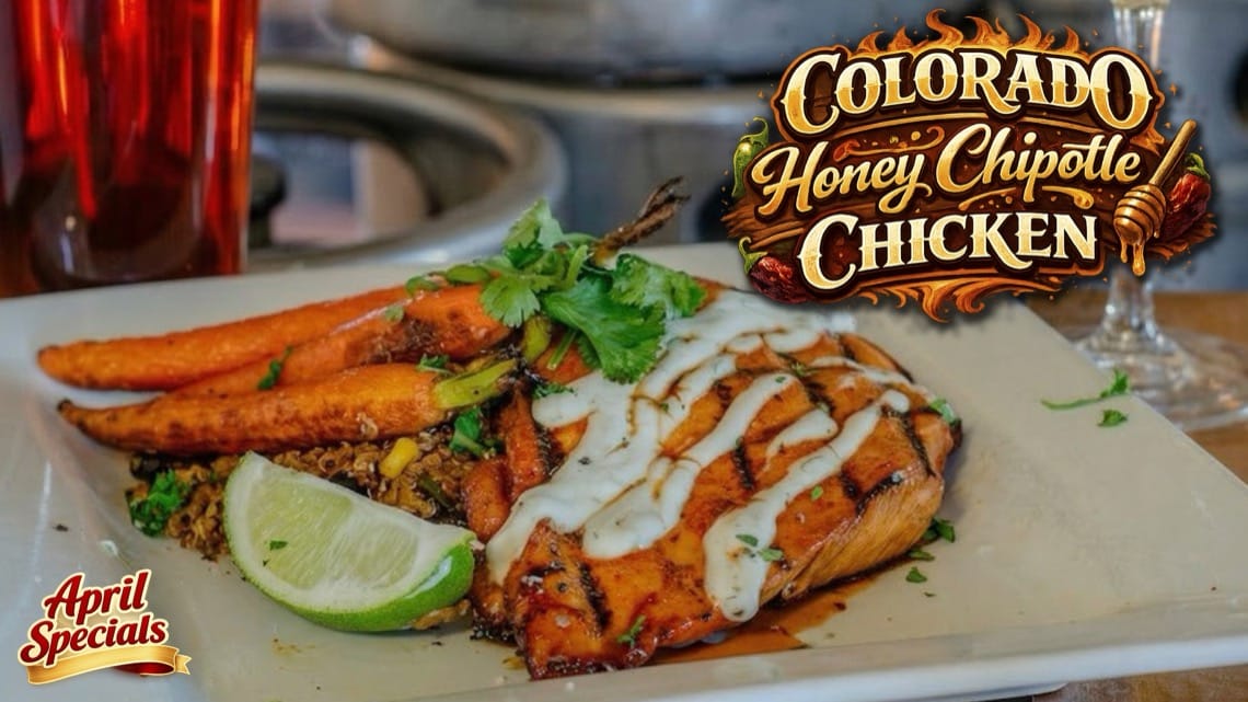 Colorado Honey Chipotle Chicken entrée at Colorado Mountain Brewery in Colorado Springs, CO.