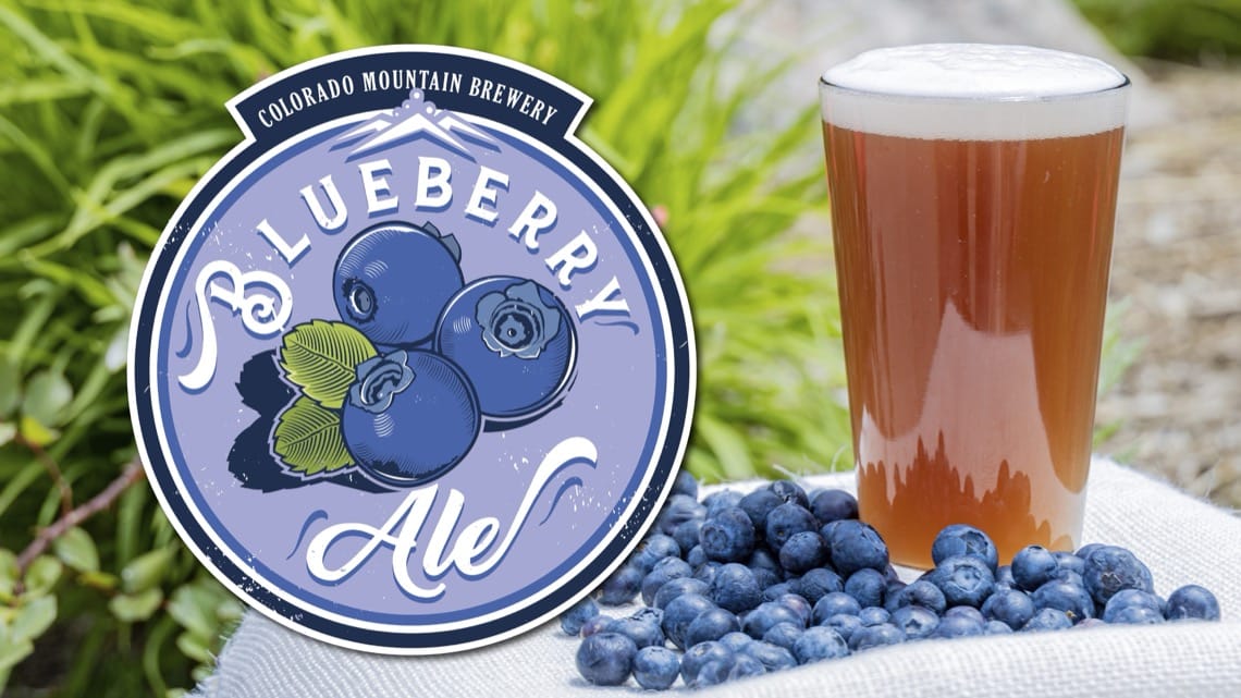 Pint of Blueberry Ale and fresh blueberries at Colorado Mountain Brewery, Colorado Springs, CO.