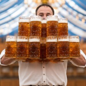 Stein holding contest at Oktoberfest